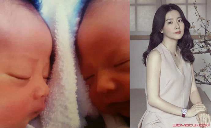 李英爱晒龙凤胎照片