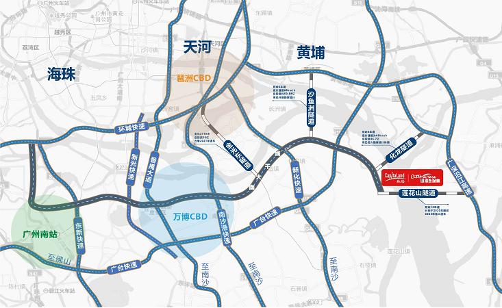 4.从新光快速路进入天河客运站,到新洲南收费站,然后上广佛立交,再转弯桥北至猎德大桥的入口,再上广佛大道南的匝道返回猎德大桥。