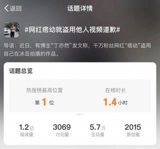 ​热搜第一！知名女网红痞幼就盗用他人视频道歉