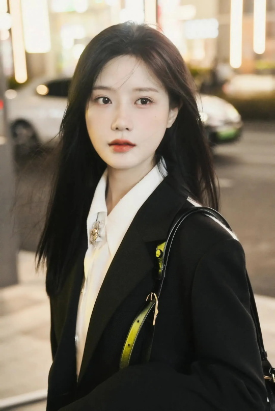 陈意涵身穿黑色西装街头写真合集