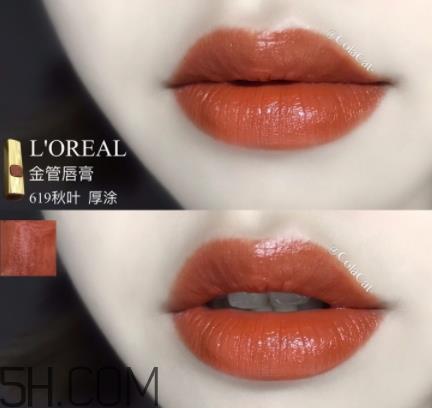 欧莱雅619秋叶试色 欧莱雅金管619好看吗? 欧莱雅619秋叶试色 欧莱雅金管619好看吗?