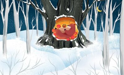 ​儿童画教程 | 线描与色彩的想象画《小熊宝宝在冬眠》