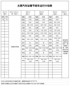 ​「长途大巴」春节期间太原各汽车站运营发班计划信息汇总